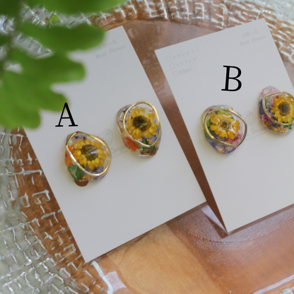Sun Flower Earrings - 向日葵  〜 No.2 Clip-on イヤリング