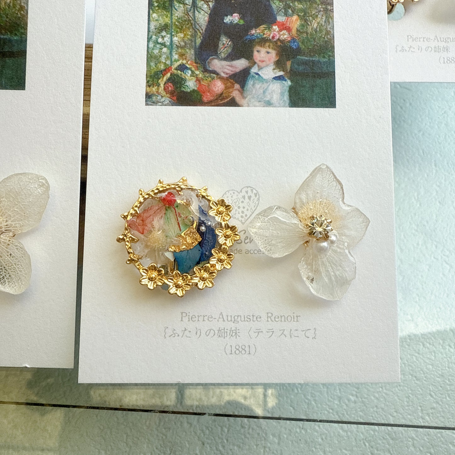 Renoir Inspired Flower Earrings No.2 イヤリング Clip-on "ふたりの姉妹"