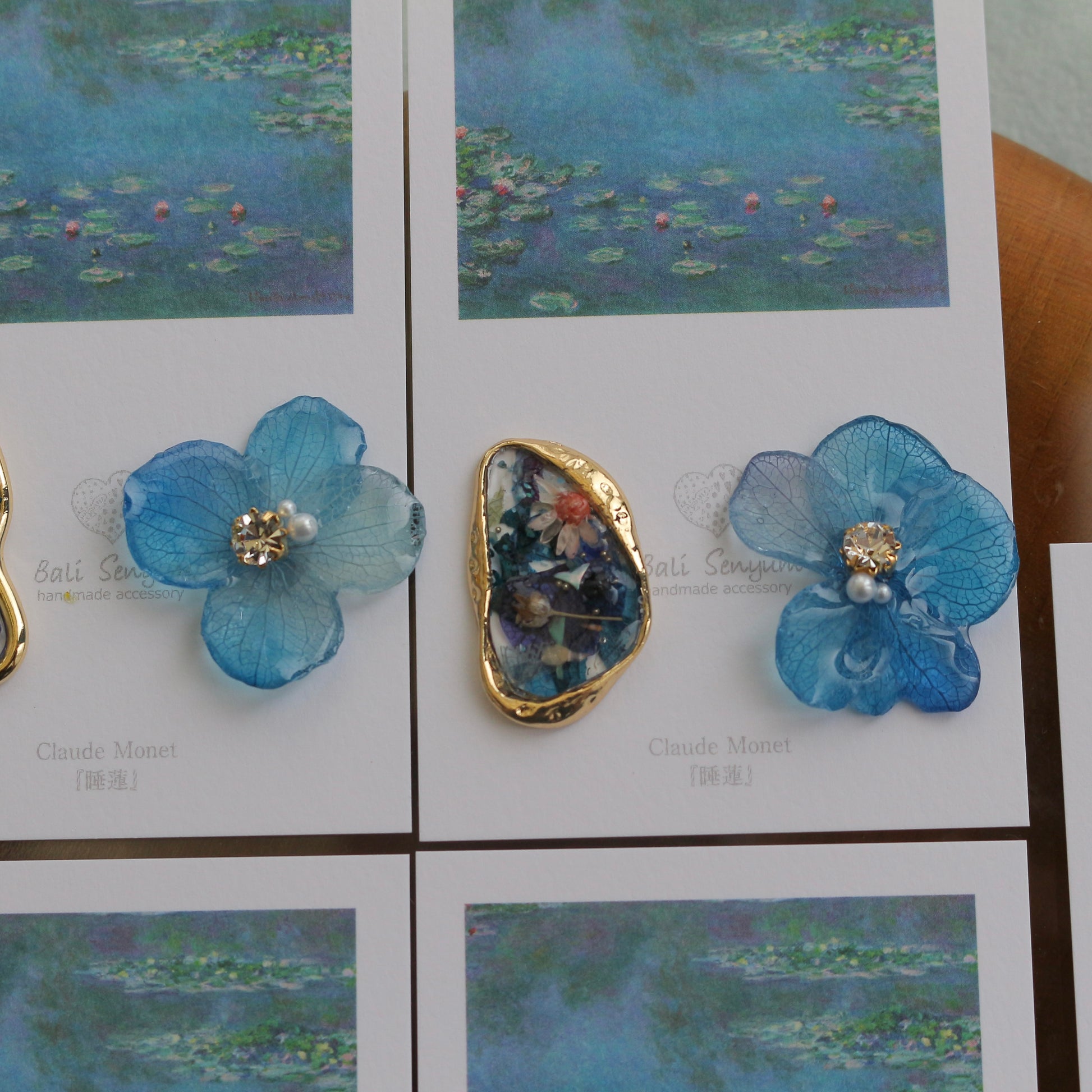 Monet Inspired Flower and Medallion Earrings No. 2 パーツ選べます  