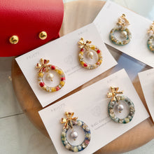 Colorful Christmas Wreath Earring