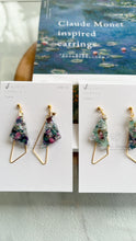 Claude Monet Water Lilies Inspired Triangular Floral Earrings -  No.3