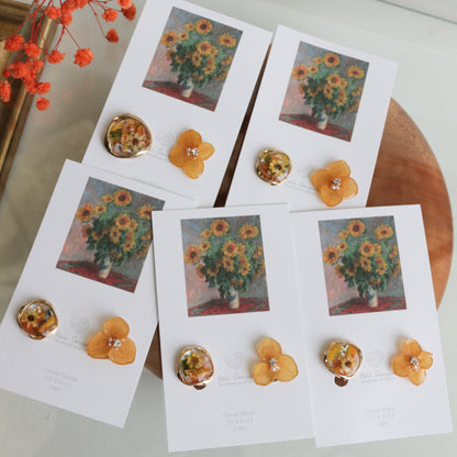 Monet Inspired Flower Earrings No.11 イヤリング Clip-on ひまわり