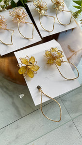 Three Layer Flower with Wave Hoop Earrings -  Titanium Pierce  Limited item No.2