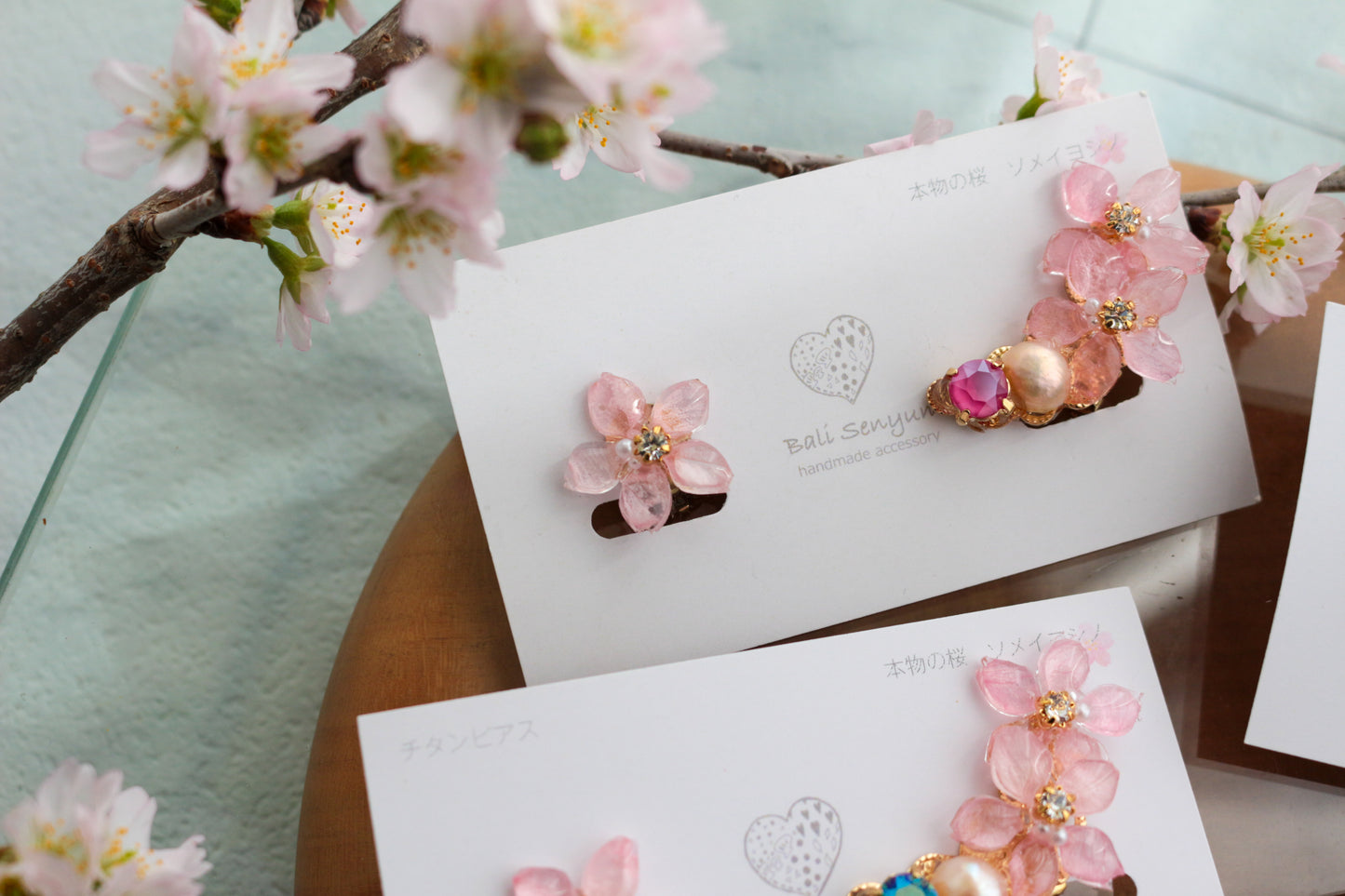 Someiyoshino Double Sakura Earring and Ear Cuff #S028