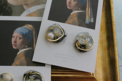 Vermeer's Inspired Flower & Pearl Earrings No.8 ピアス Pierce 真珠の耳飾りの少女