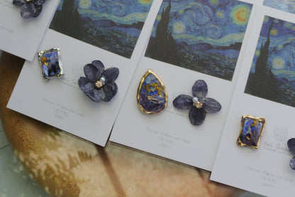 Gogh Inspired Flower and Medallion No. 1 Pierceチタンピアス - 星月夜