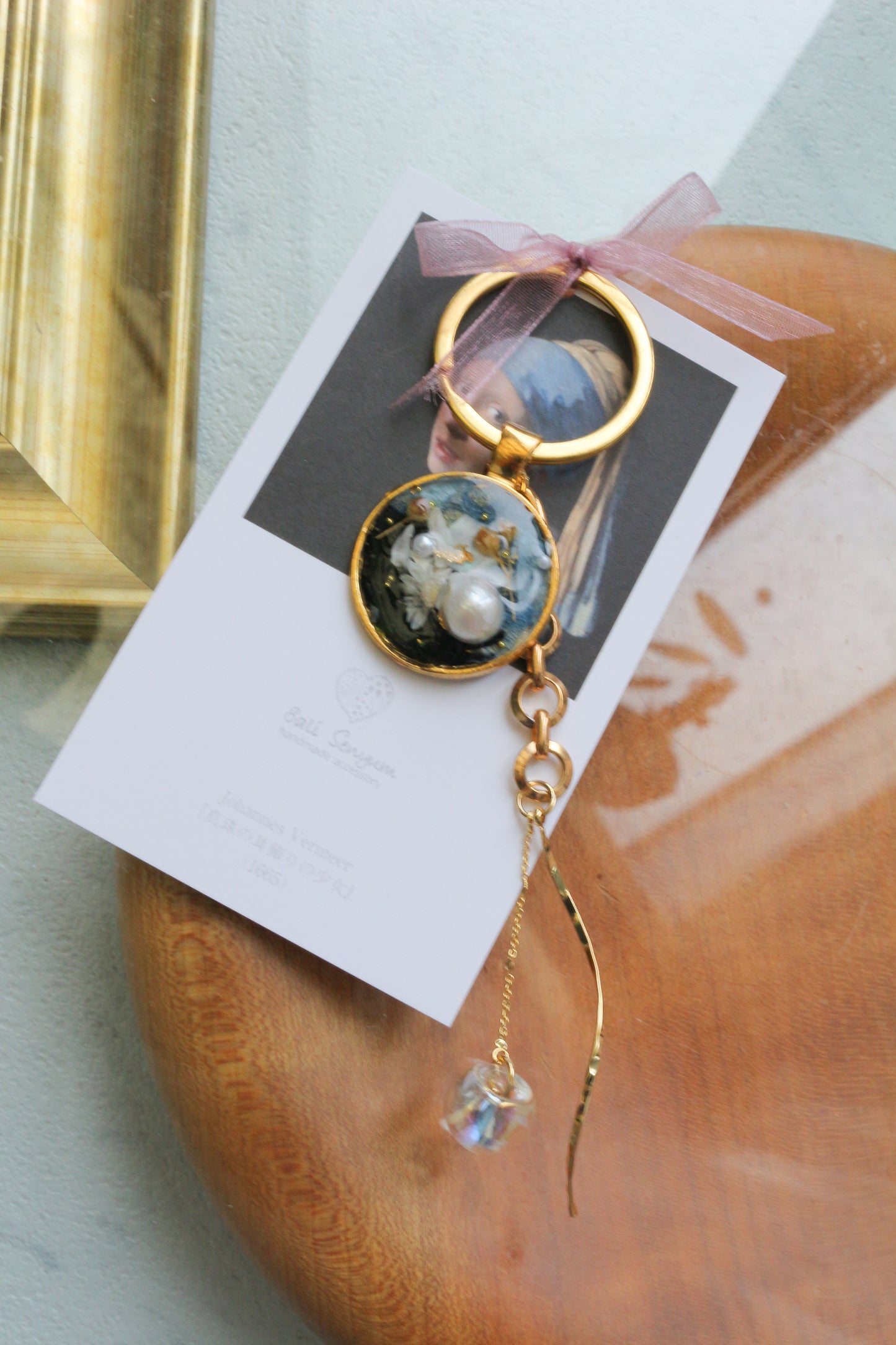 Vermeer Inspired Flower Key Chain No.1 真珠の耳飾りの少女
