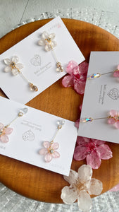 Someiyoshino Sakura Earrings with Hanging Sparkling Gem