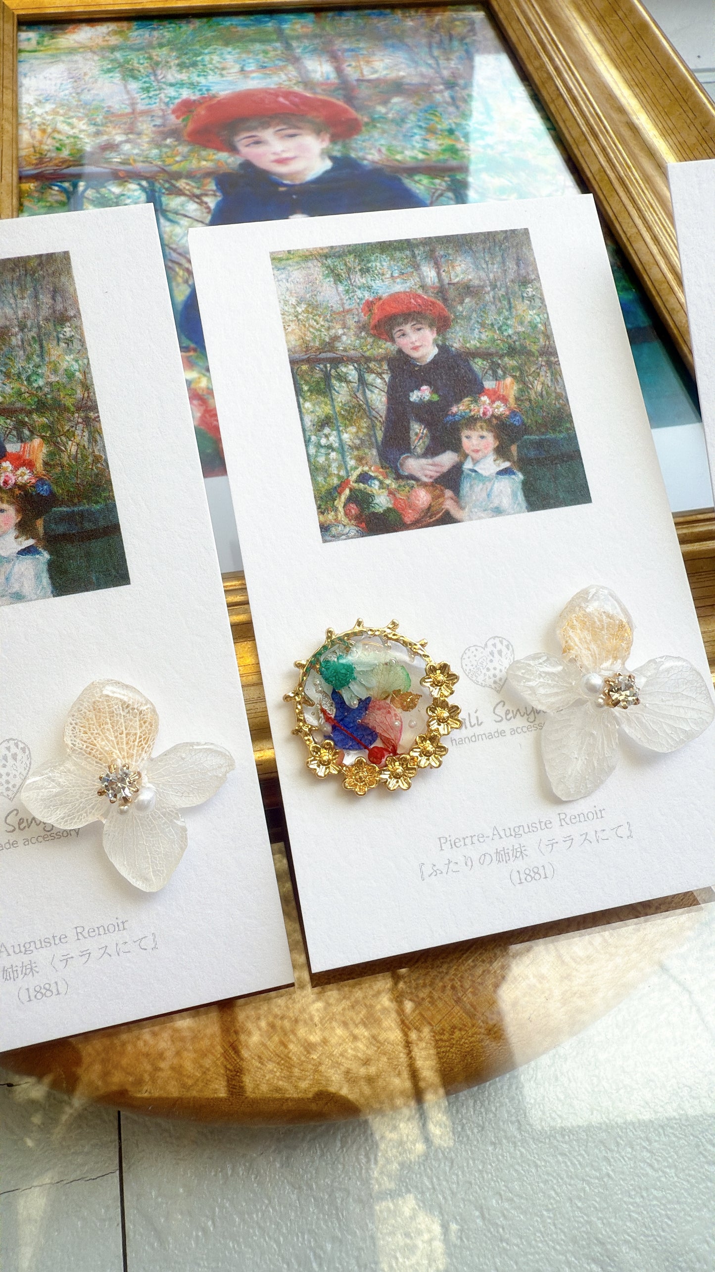 Renoir Inspired Flower Earrings No.2 イヤリング Clip-on "ふたりの姉妹"