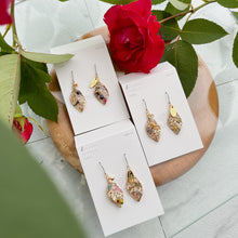 Small Leaf Earrings With Seasonal Flower Petals No.4  - Time limited