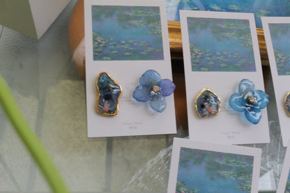 Monet's Water Lilies Inspired Flower and Medallion No.24 イヤリング Clip-on 睡蓮