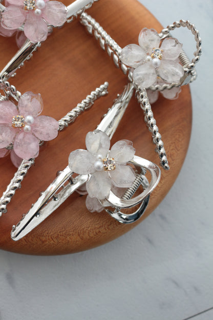 Someiyoshino Sakura Silver Color Hair Clip - White  Big