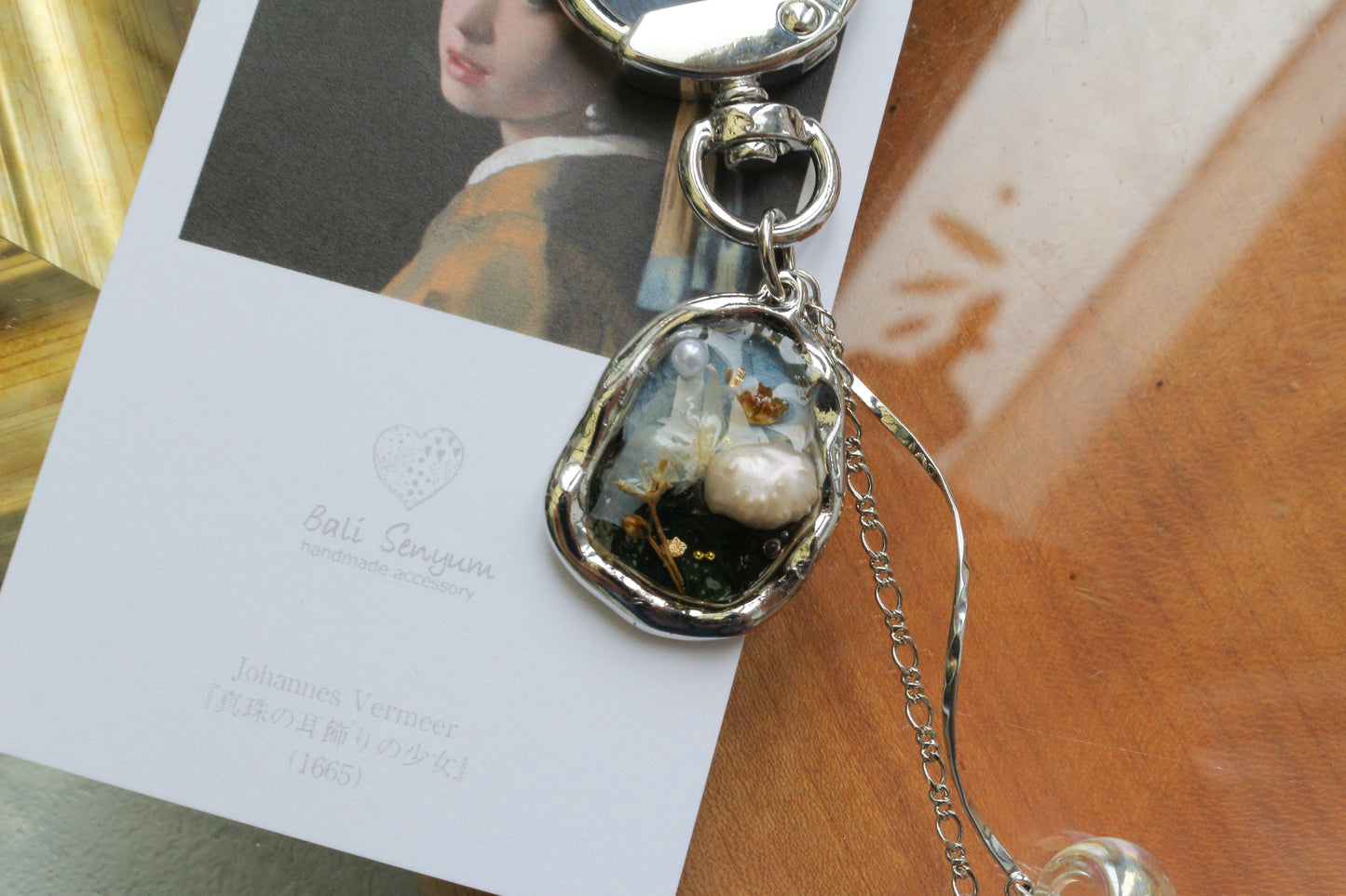 Vermeer Inspired Flower Bag Charm No.1 真珠の耳飾りの少女