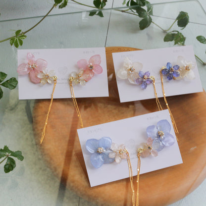 Hydrangea Flying Butterfly Earrings No.54 - Titanium Pierce(ピアス）