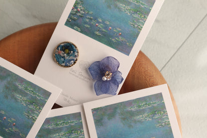 Monet Inspired Flower and Medallion No.17 ピアスTitanium Pierce 睡蓮