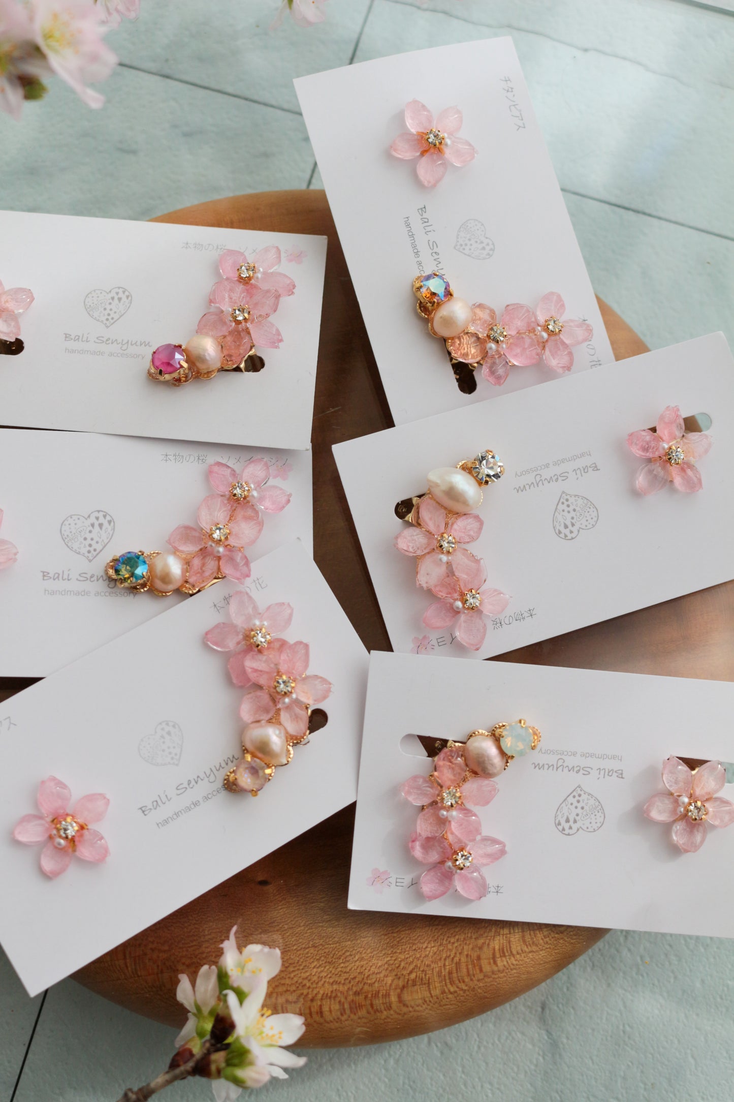 Someiyoshino Double Sakura Earring and Ear Cuff #S028