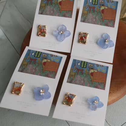 Gogh Inspired Flower and Medallion No.1イヤリング Clip-on ゴッホの寝室