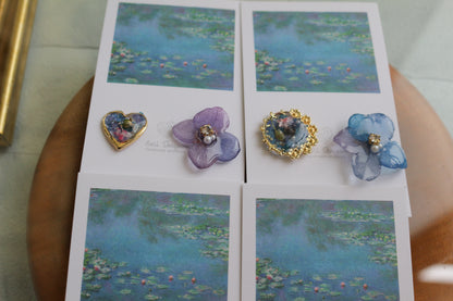 Monet Inspired Flower and Medallion No.9 ピアスTitanium Pierce 睡蓮