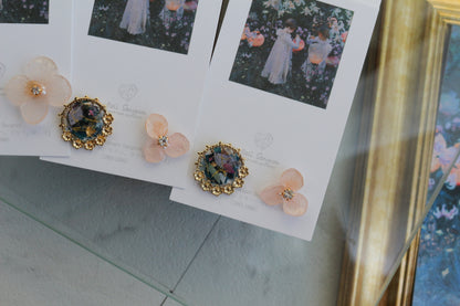 Sargent Inspired Flower and Medallion Earrings No.2 チタンピアスTitanium pierce