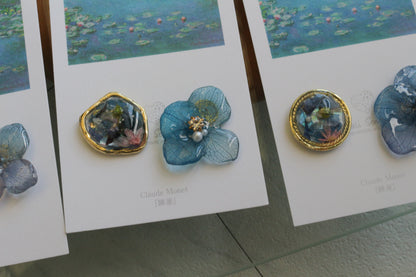Monet Inspired Flower and Medallion No.35 ピアスTitanium Pierce 睡蓮