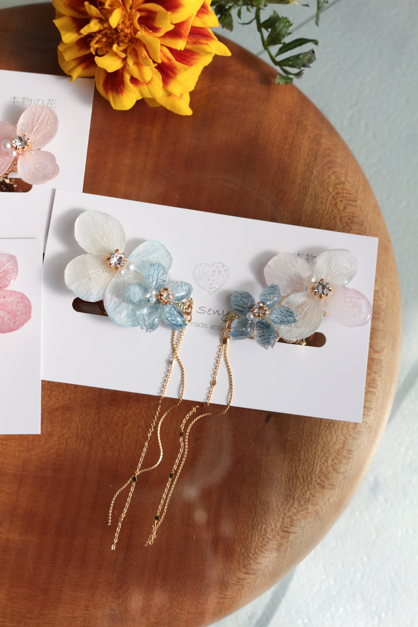 Hydrangea Flying Butterfly  No.42 - Clip-on(イヤリング）