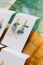 Claude Monet Water Lilies Inspired Triangular Floral Earrings -  No.5