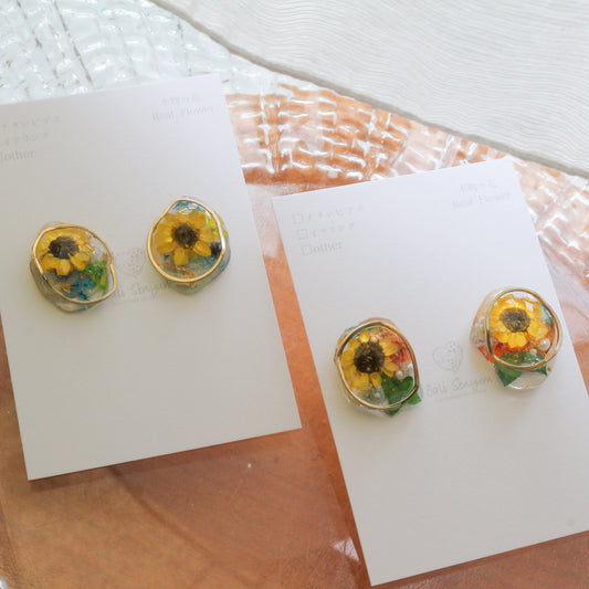 Sun Flower Earrings - 向日葵  〜 No.1 Titanium Pierce チタンピアス
