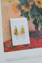 Claude Monet Sunflower Inspired Triangular Floral Earrings - ひまわり No.2