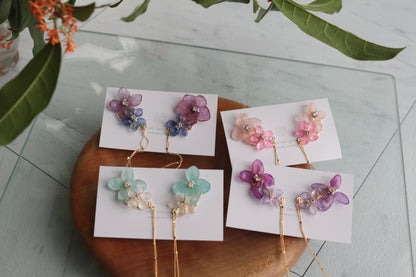 Hydrangea Flying Butterfly Earrings No.40 - Titanium Pierce(ピアス）