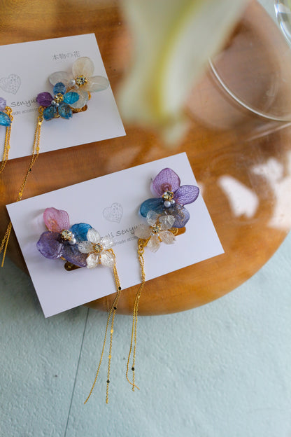 Hydrangea Flying Butterfly  No.34 - Clip-on(イヤリング）