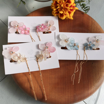 Hydrangea Flying Butterfly  No.42 - Clip-on(イヤリング）