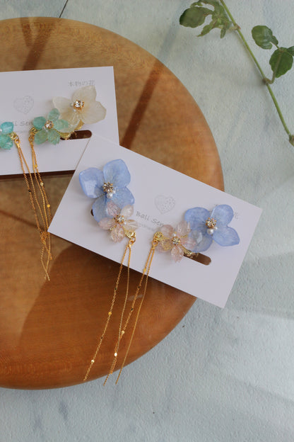 Hydrangea Flying Butterfly  No.53 - Clip-on(イヤリング）