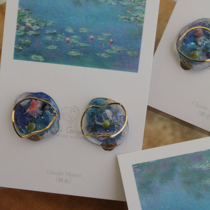 Monet Inspired Flower Medallion Earrings No.2 イヤリング Clip-on 睡蓮