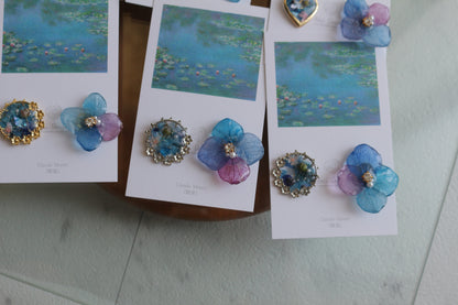 Monet Inspired Flower and Medallion No.12 ピアスTitanium Pierce 睡蓮