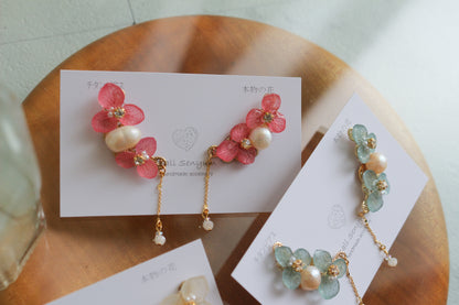 Hydrangea Pearl Flower Earring No.3