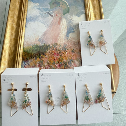 Claude Monet Woman with a Parasol Inspired Earrings -  散歩　日傘をさす女性　No.5