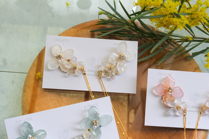 Hydrangea Flying Butterfly Earrings No.50 - Titanium Pierce(ピアス）