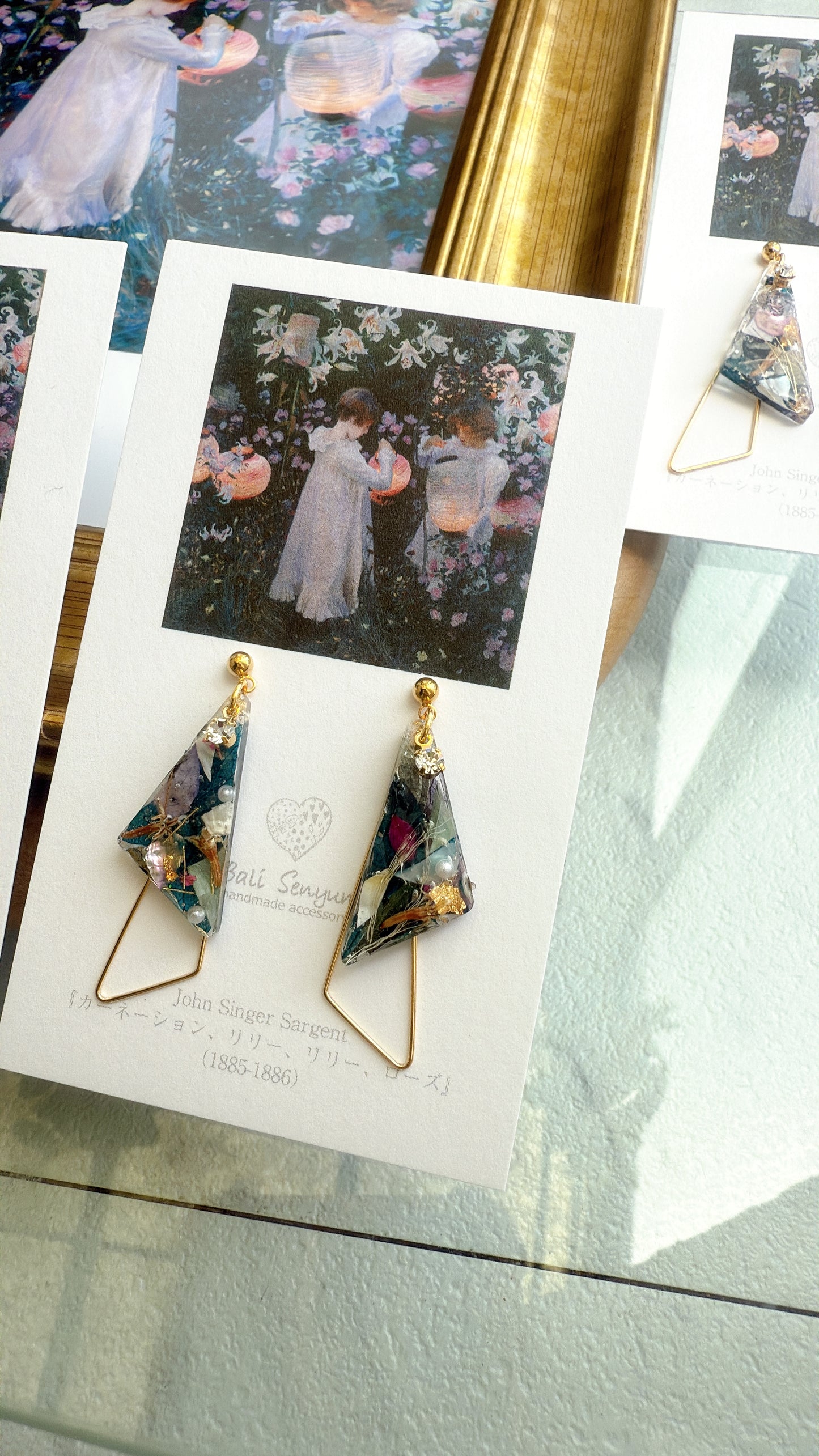 Sargent Inspired Triangular Floral Earrings - No.1