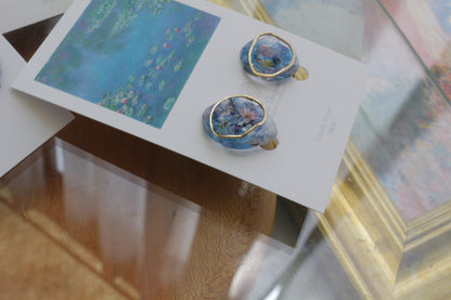 Monet Inspired Flower Medallion Earrings No.2 イヤリング Clip-on 睡蓮