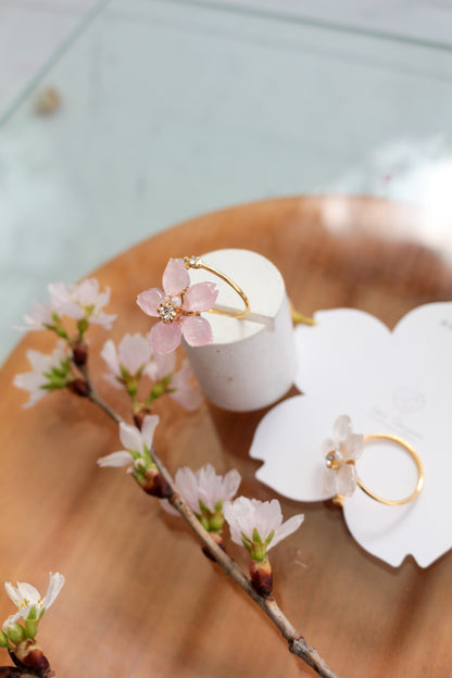 Someiyoshino Sakura Ring with Three Gems NEW #S053