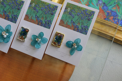 Gogh Inspired Flower and Medallion No.3 イヤリング Clip-on アイリス