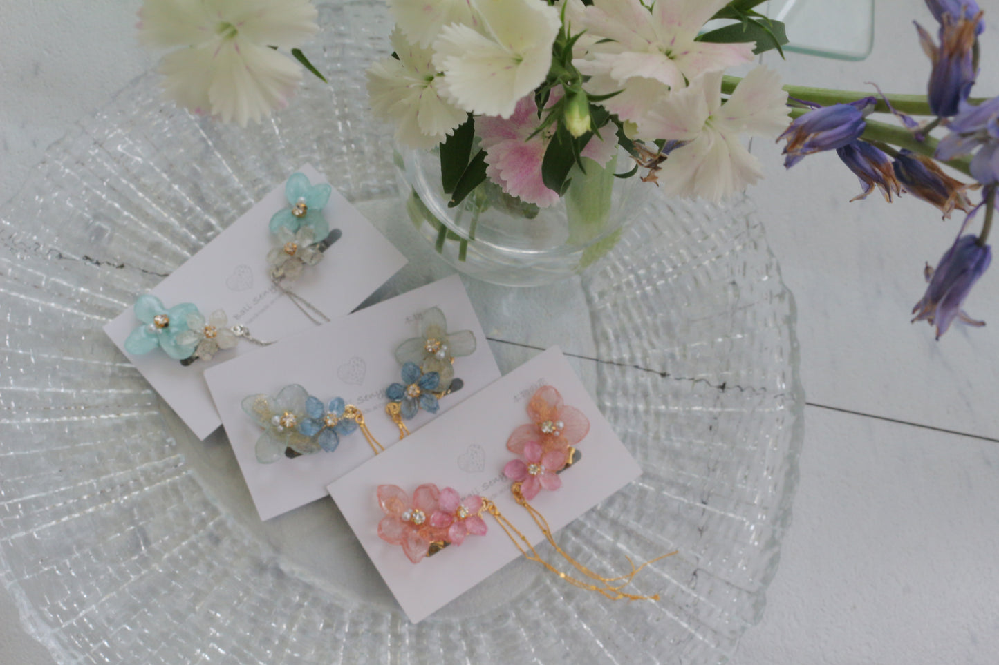 Hydrangea Flying Butterfly  No.51 - Clip-on(イヤリング）