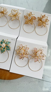 Three Layer Flower with Hoop Earrings with Color No.1