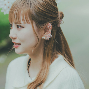 Someiyoshino Double Sakura Earring and Ear Cuff #S028