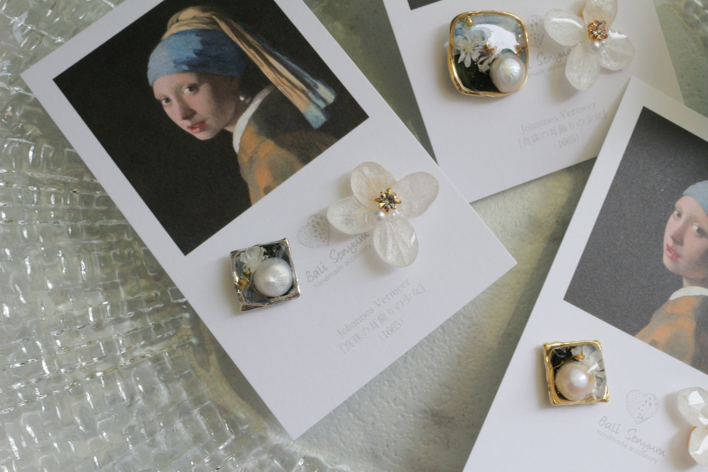 Vermeer's Inspired Flower and Medallion No.3 ピアス Pierce 真珠の耳飾りの少女
