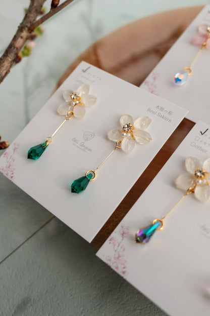 Someiyoshino Sakura Earrings with Hanging Sparkling Gem No.2 - 2026