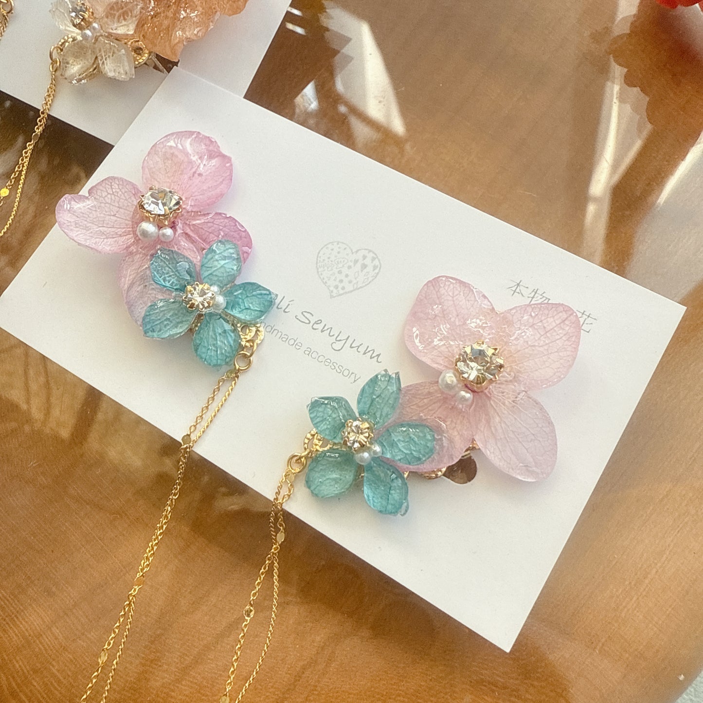 Hydrangea Flying Butterfly  No.28 - Clip-on(イヤリング）