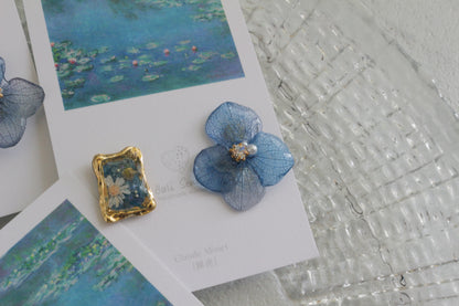 Monet's Water Lilies Inspired Flower and Medallion No.30 イヤリング Clip-on 睡蓮