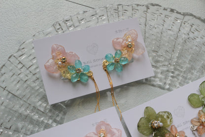 Hydrangea Flying Butterfly  No.55 - Clip-on(イヤリング）