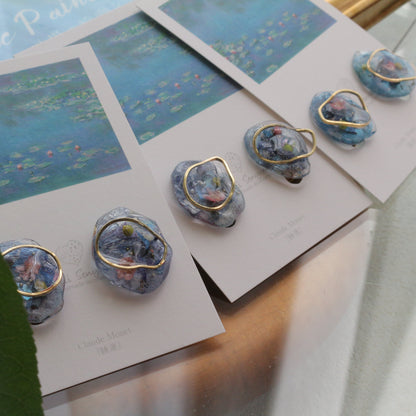 Monet Inspired Flower Medallion Earrings No.6 イヤリング Clip-on 睡蓮